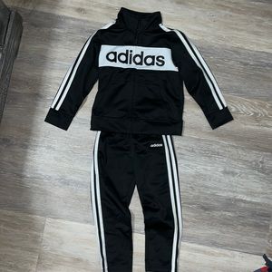 Black White Adidas Tracksuit full zip jacket 4T